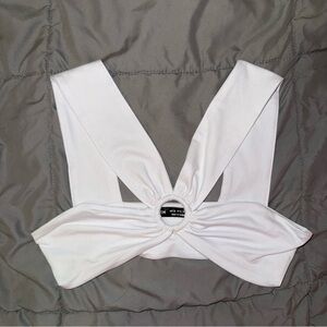 White Women's Top with Ring Detail